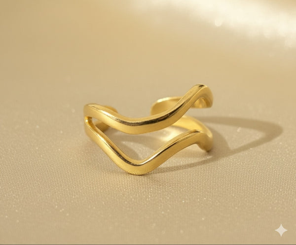 18k Gold Plated Waveform Ring