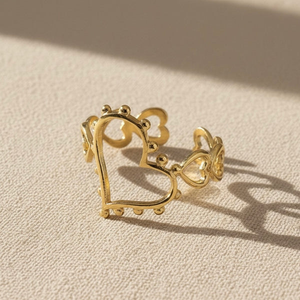 18k Gold Plated Crowned Heart Ring