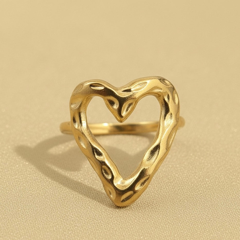18k Gold Plated Molten Heart Ring