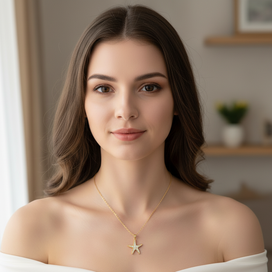 Gold Starfish Pendant Necklace