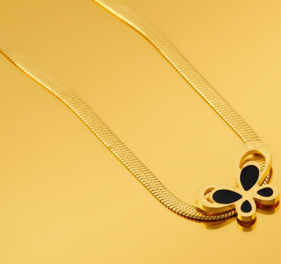 The Black Enamel Serpentine Butterfly Choker