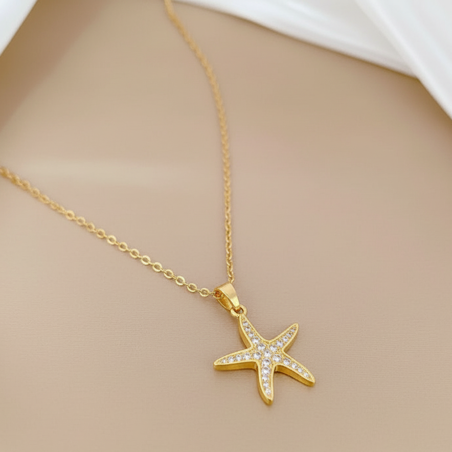 Gold Starfish Pendant Necklace