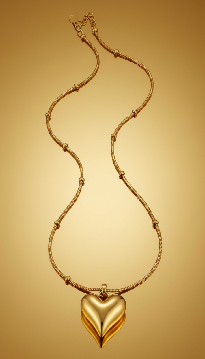 The Puffed Heart Statement Pendant Necklace