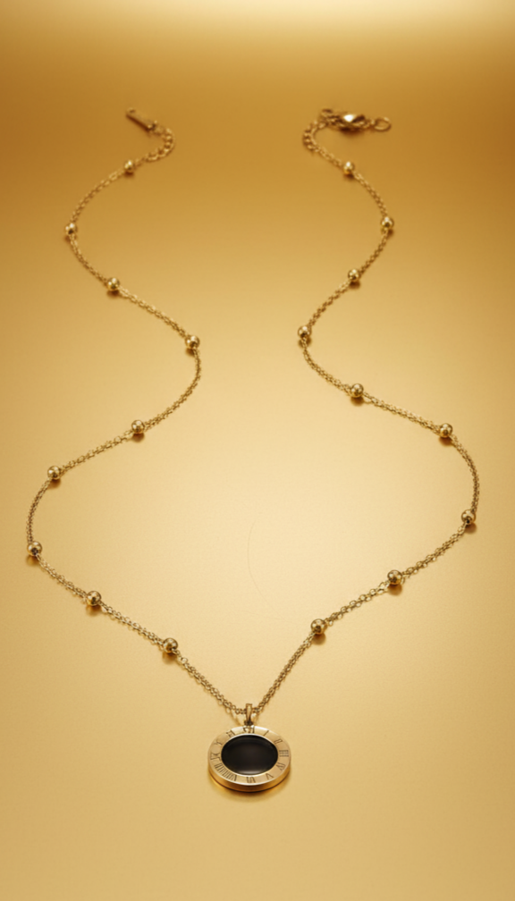 The Roman Numeral Enamel Station Necklace