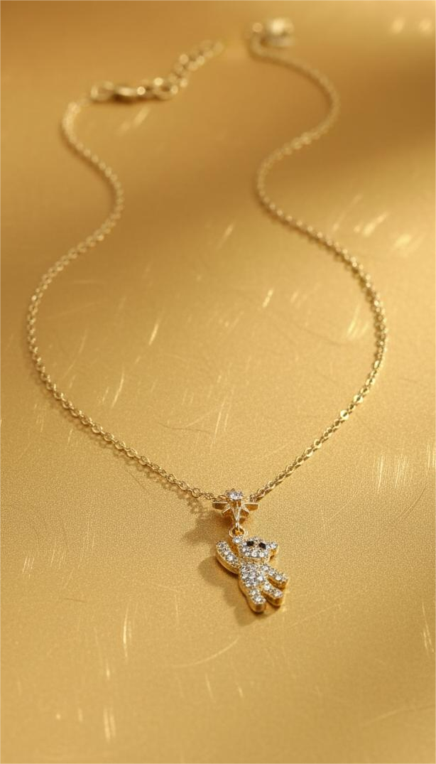 The Sparkling Teddy Bear Charm Necklace